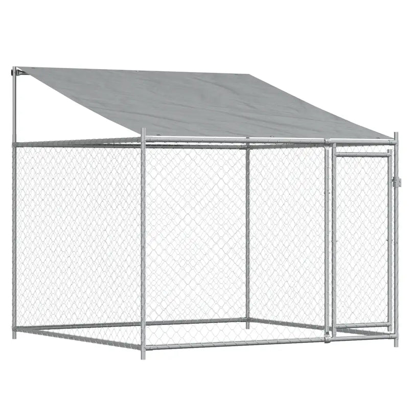 Dog Cage with Roof and Doors Grey 10x2x2 m Galvanised Steel
