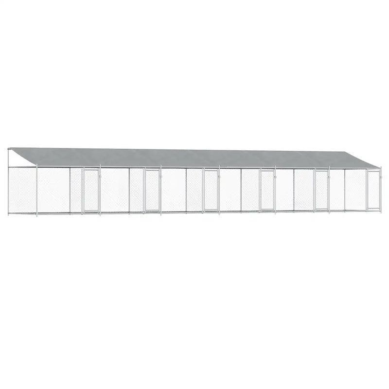 Dog Cage with Roof and Doors Grey 12x2x2 m Galvanised Steel