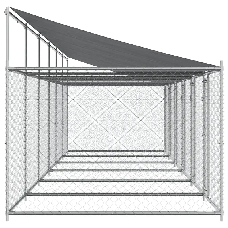 Dog Cage with Roof and Doors Grey 12x2x2 m Galvanised Steel