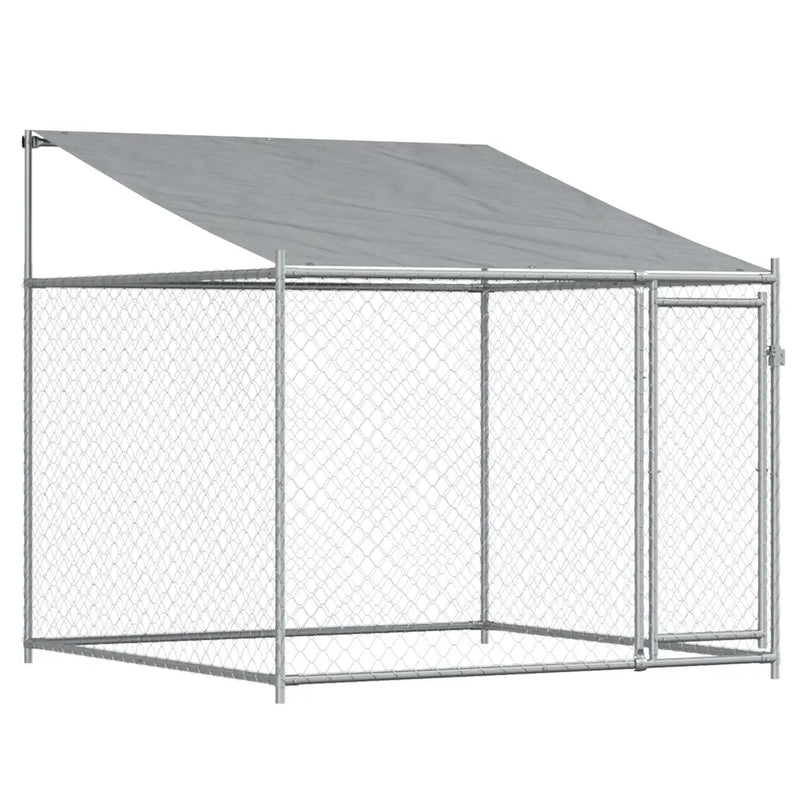 Dog Cage with Roof and Doors Grey 12x2x2 m Galvanised Steel