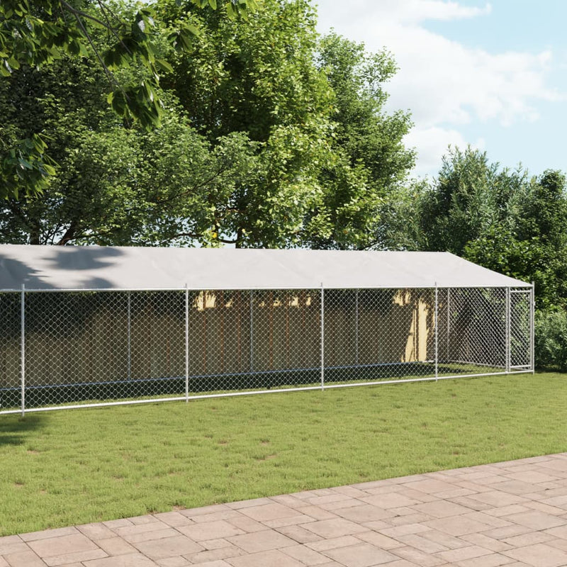 vidaXL Dog Cage with Roof and Door Grey 10x2x2 m Galvanised Steel