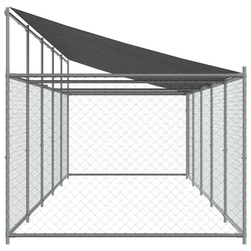 vidaXL Dog Cage with Roof and Door Grey 10x2x2 m Galvanised Steel