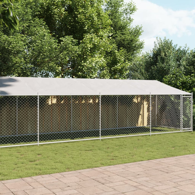 vidaXL Dog Cage with Roof and Door Grey 10x2x2 m Galvanised Steel