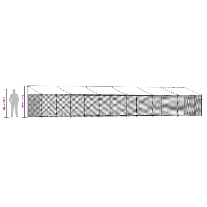 Dog Cage with Roof and Door Grey 12x2x2 m Galvanised Steel