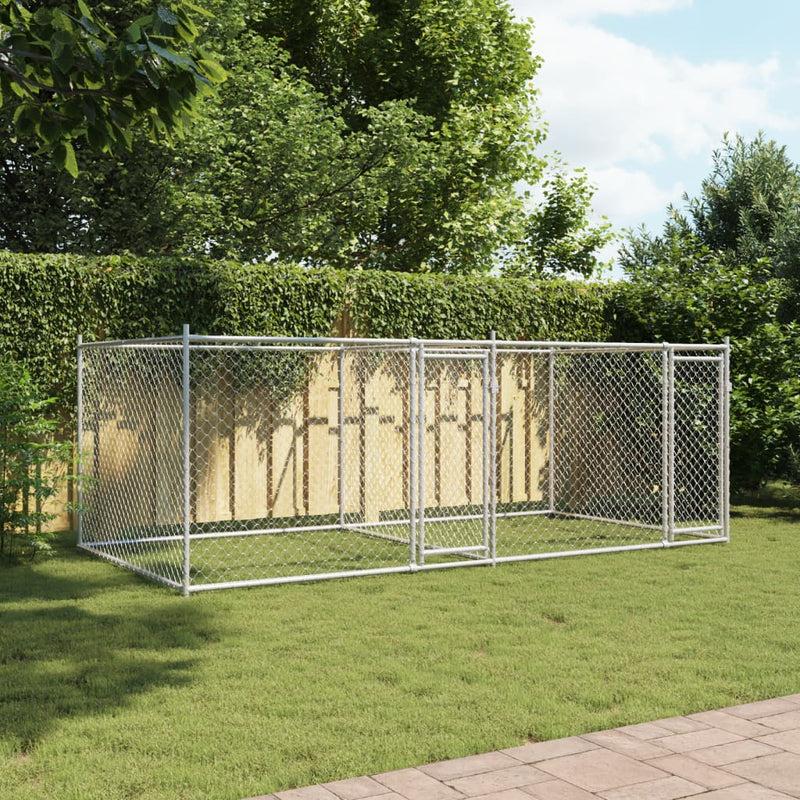 vidaXL Dog Cage with Doors Grey 4x2x1.5 m Galvanised Steel