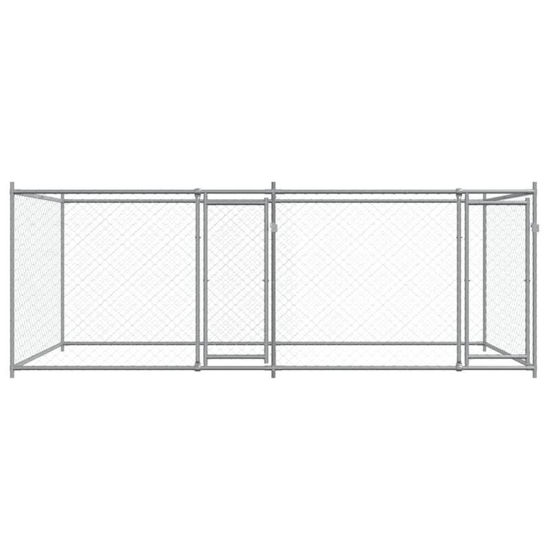 vidaXL Dog Cage with Doors Grey 4x2x1.5 m Galvanised Steel