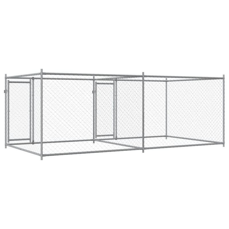 vidaXL Dog Cage with Doors Grey 4x2x1.5 m Galvanised Steel