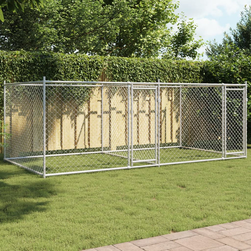 vidaXL Dog Cage with Doors Grey 4x2x1.5 m Galvanised Steel