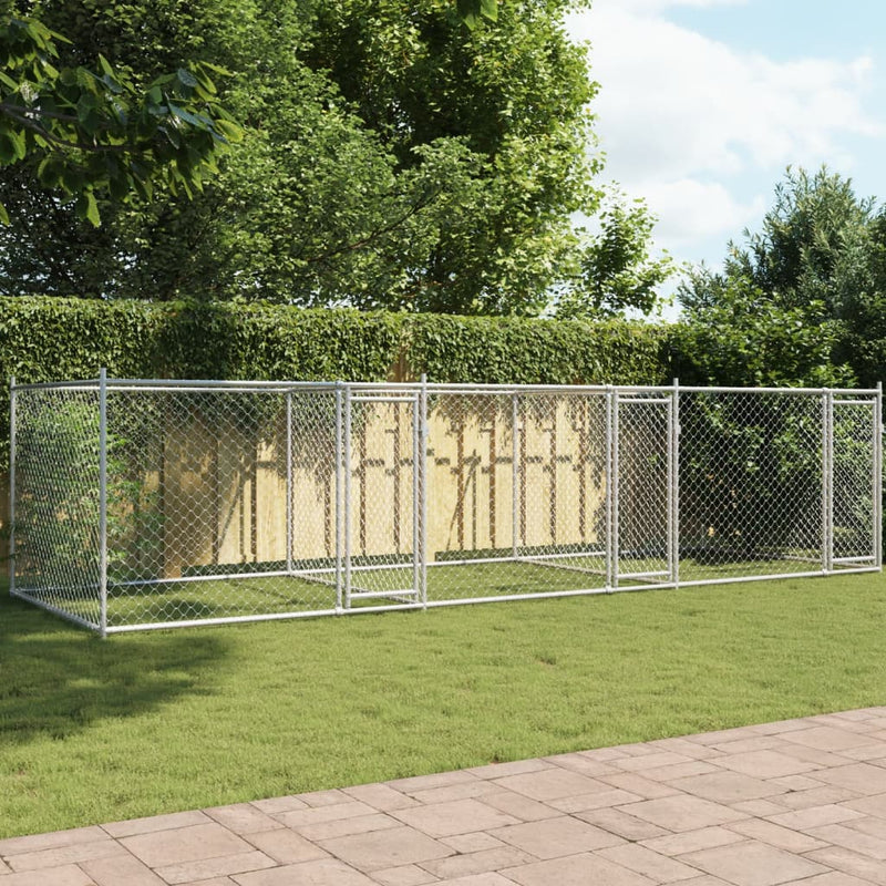 vidaXL Dog Cage with Doors Grey 6x2x1.5 m Galvanised Steel