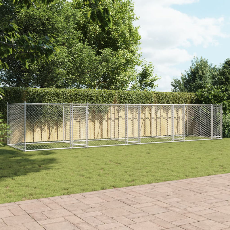 vidaXL Dog Cage with Doors Grey 8x2x1.5 m Galvanised Steel