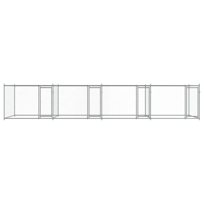 vidaXL Dog Cage with Doors Grey 8x2x1.5 m Galvanised Steel