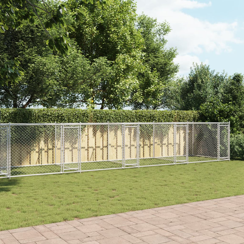 vidaXL Dog Cage with Doors Grey 12x2x1.5 m Galvanised Steel