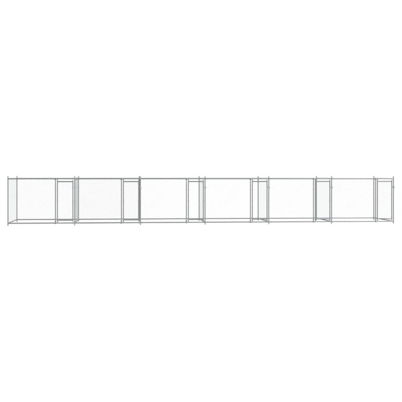 vidaXL Dog Cage with Doors Grey 12x2x1.5 m Galvanised Steel