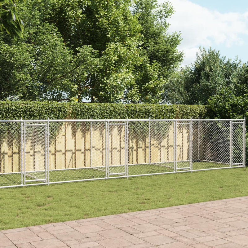vidaXL Dog Cage with Doors Grey 12x2x1.5 m Galvanised Steel