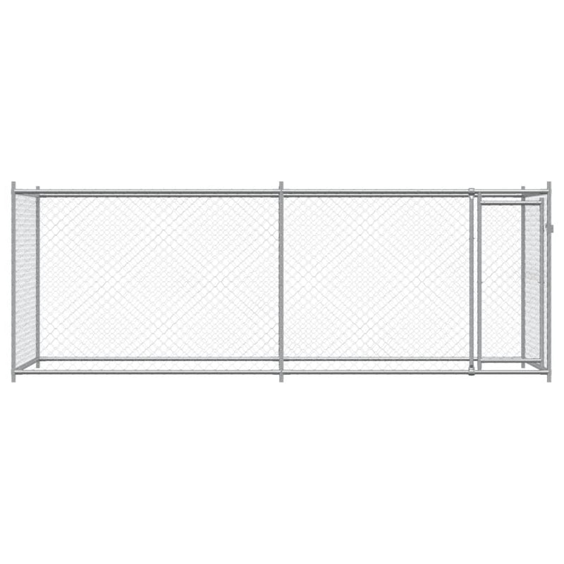vidaXL Dog Cage with Door Grey 4x2x1.5 m Galvanised Steel