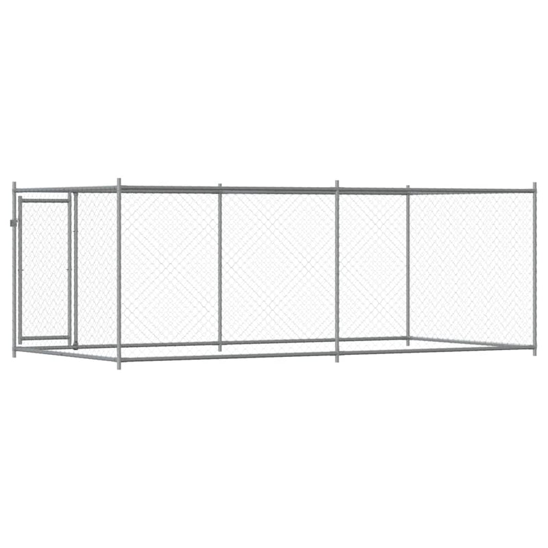 vidaXL Dog Cage with Door Grey 4x2x1.5 m Galvanised Steel