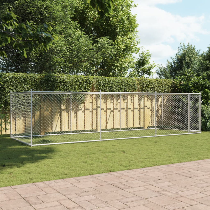 vidaXL Dog Cage with Door Grey 6x2x1.5 m Galvanised Steel