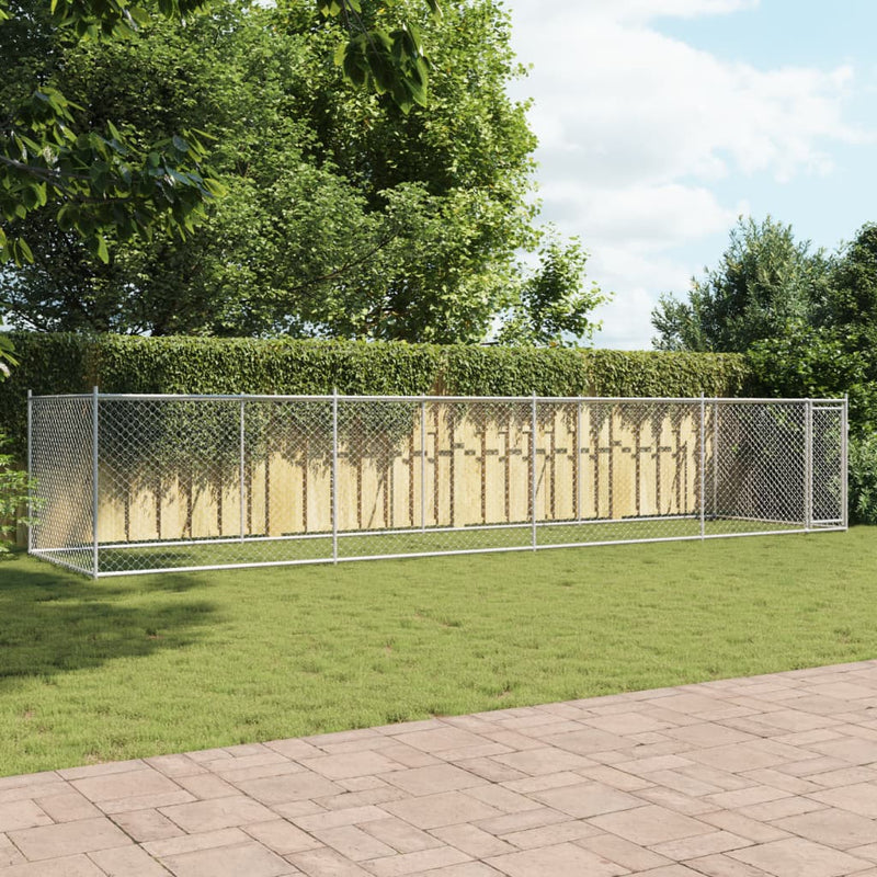 vidaXL Dog Cage with Door Grey 8x2x1.5 m Galvanised Steel