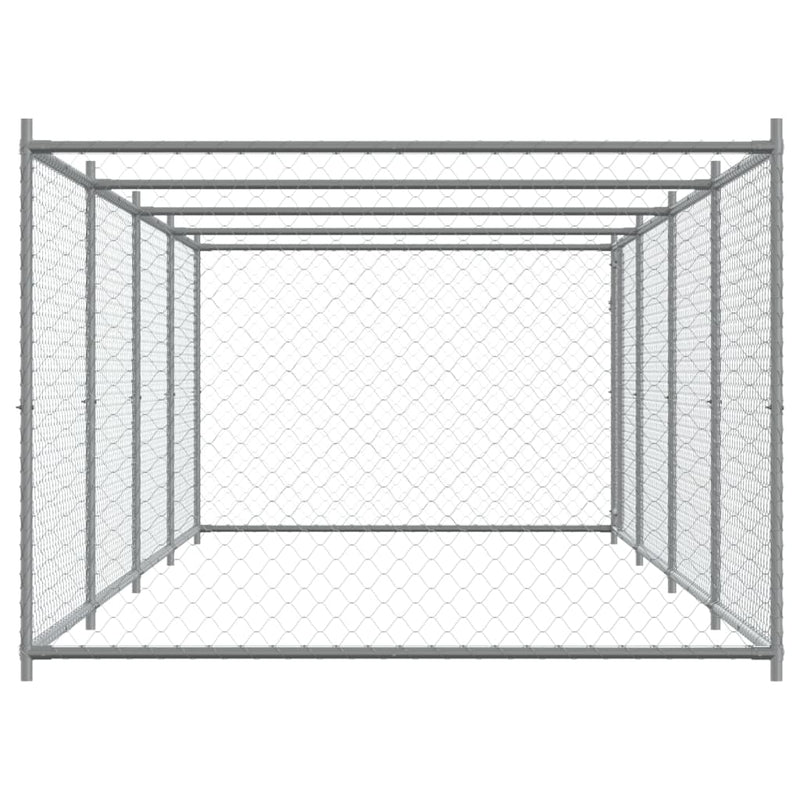 vidaXL Dog Cage with Door Grey 8x2x1.5 m Galvanised Steel