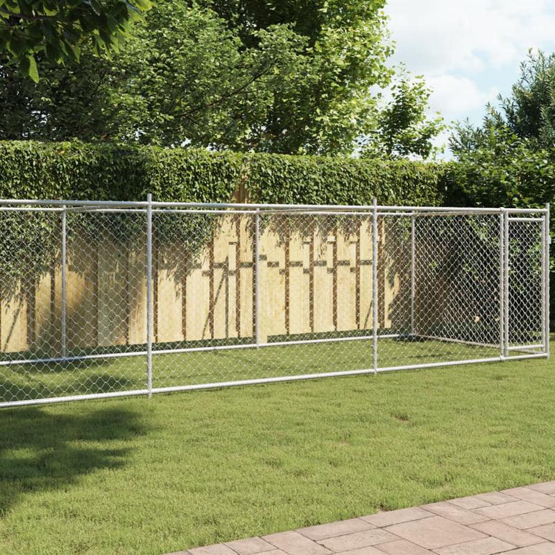 vidaXL Dog Cage with Door Grey 8x2x1.5 m Galvanised Steel