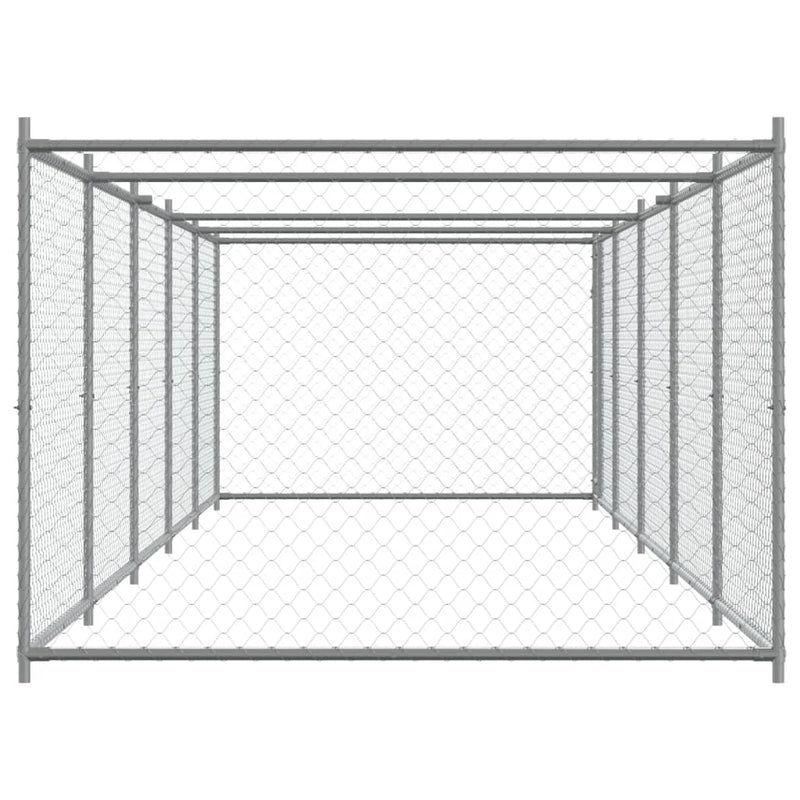vidaXL Dog Cage with Door Grey 10x2x1.5 m Galvanised Steel