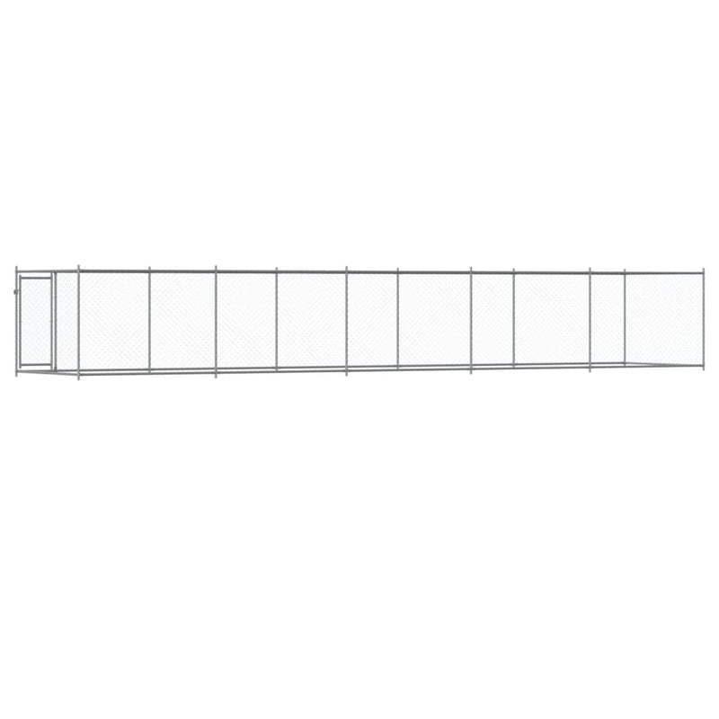 vidaXL Dog Cage with Door Grey 10x2x1.5 m Galvanised Steel