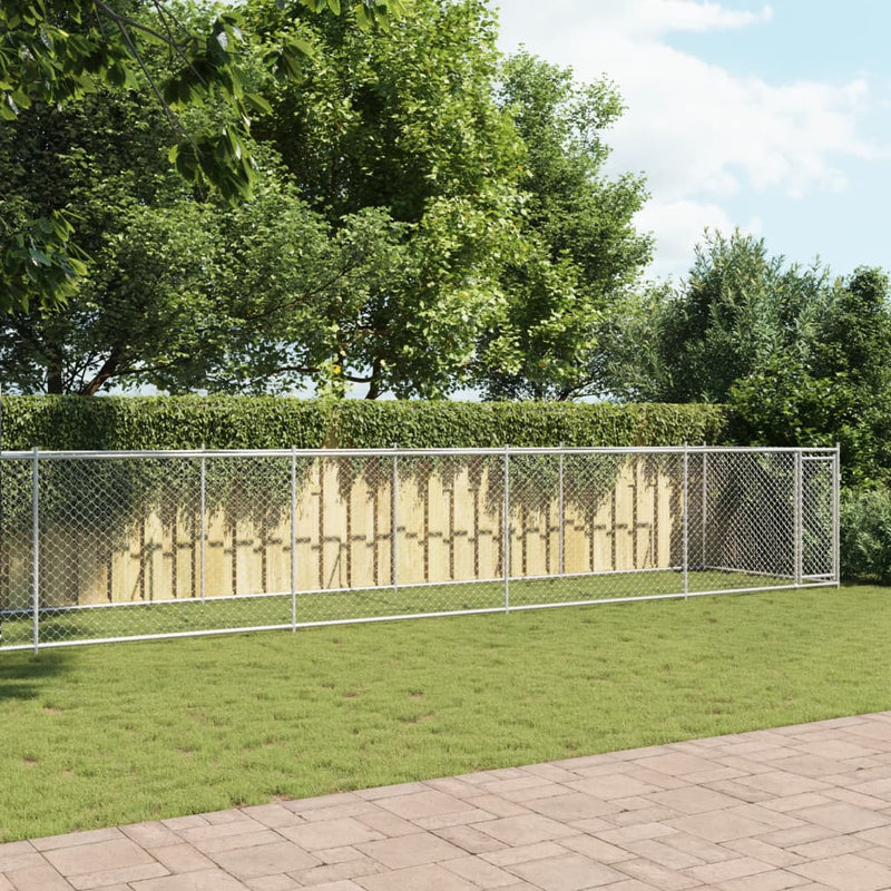 vidaXL Dog Cage with Door Grey 12x2x1.5 m Galvanised Steel