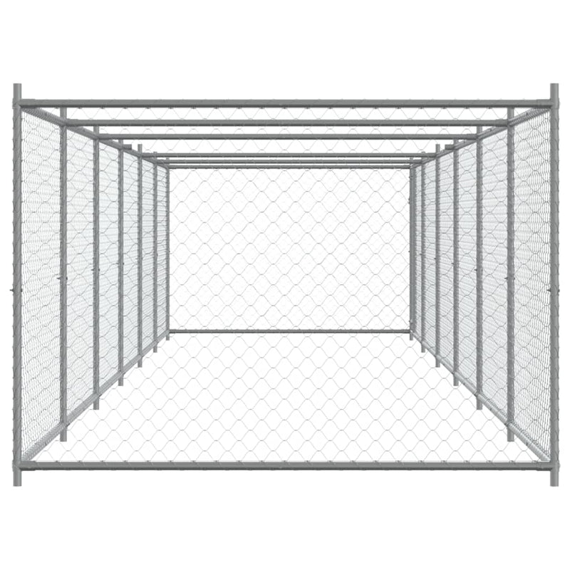 vidaXL Dog Cage with Door Grey 12x2x1.5 m Galvanised Steel