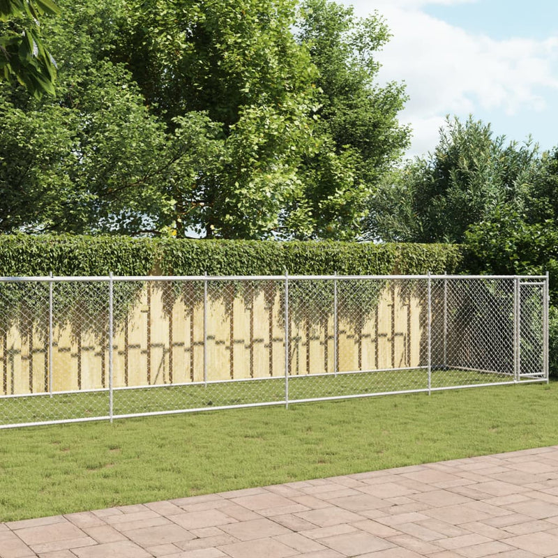 vidaXL Dog Cage with Door Grey 12x2x1.5 m Galvanised Steel