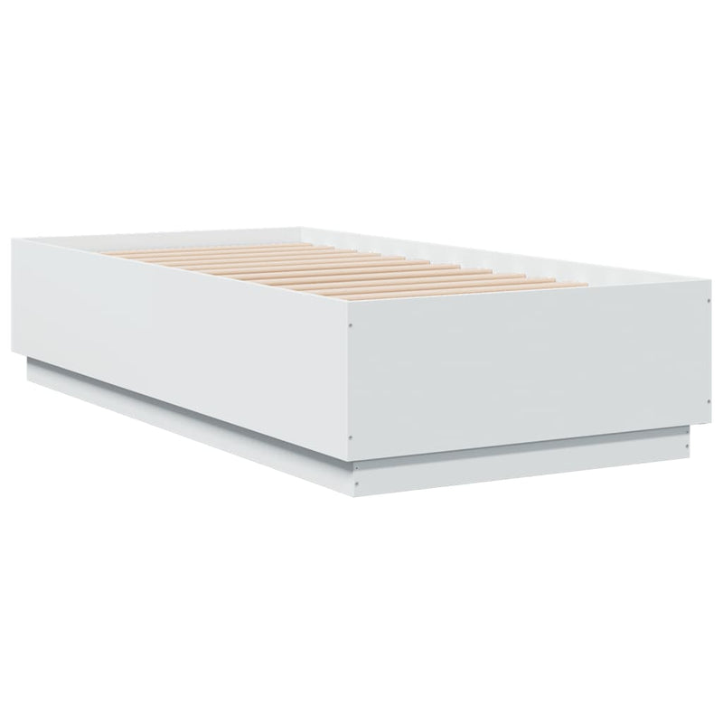 vidaXL Bed Frame with LED without Mattress White 90x190 cm