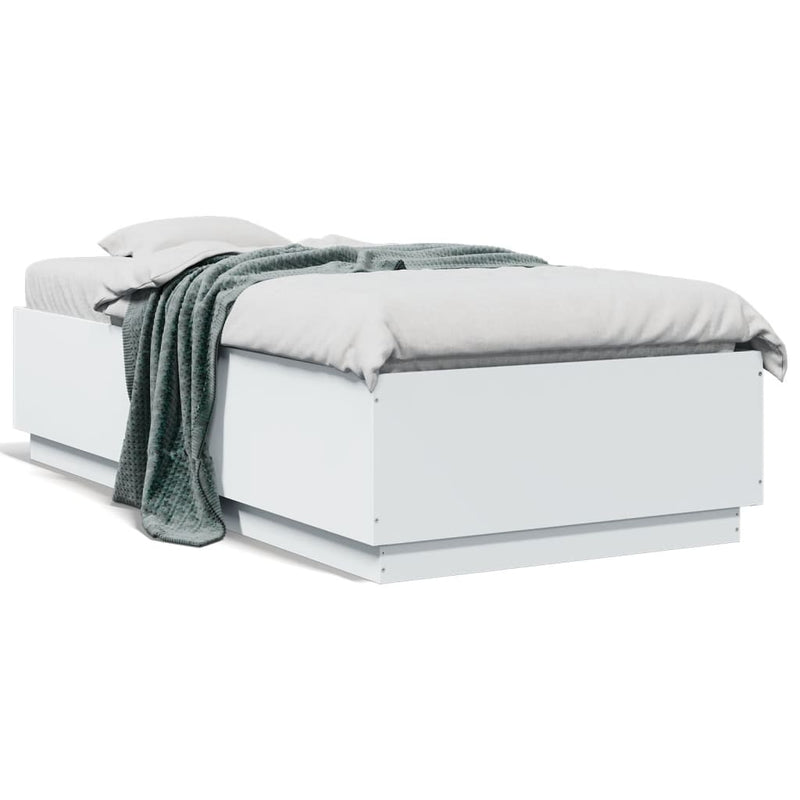 vidaXL Bed Frame with LED without Mattress White 90x190 cm