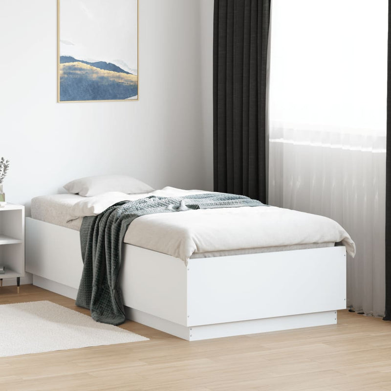 vidaXL Bed Frame with LED without Mattress White 90x190 cm