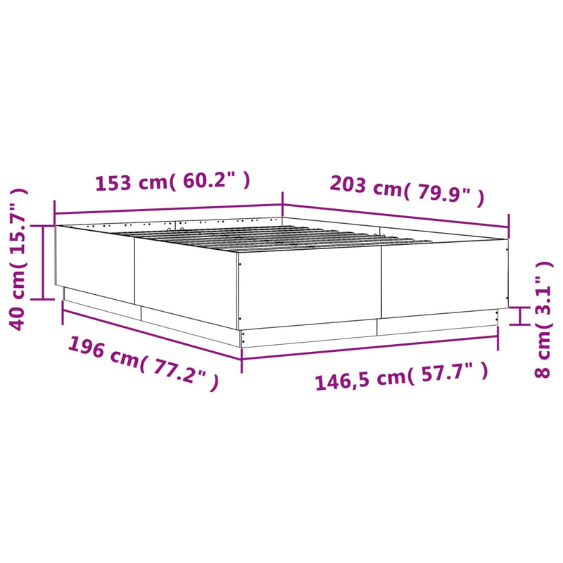 Bed Frame White 150x200 cm Engineered Wood