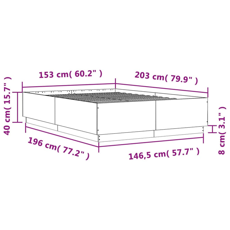 vidaXL Bed Frame without Mattress Sonoma Oak 150x200 cm