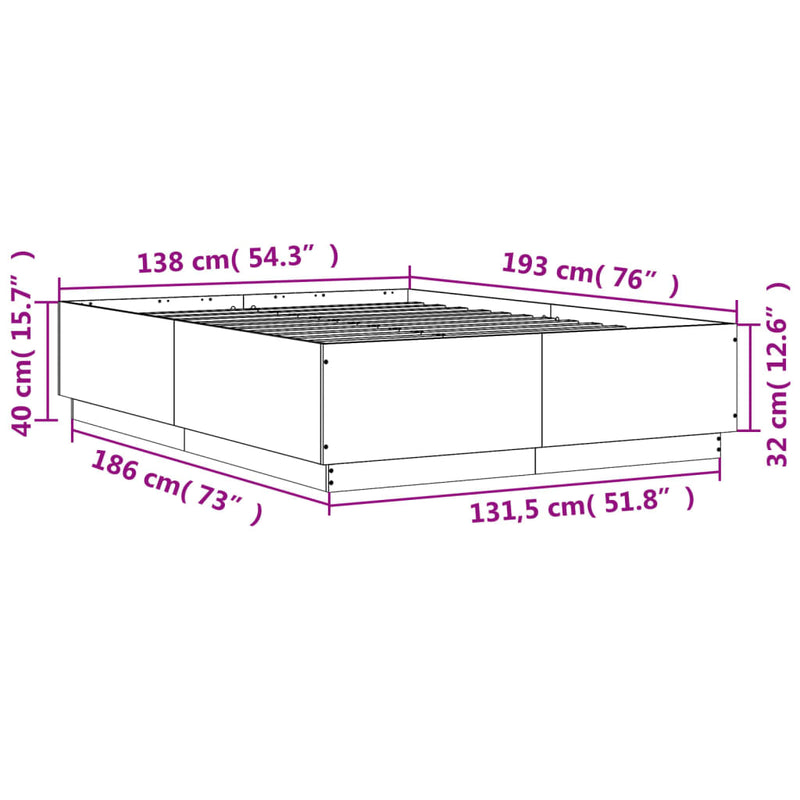 Bed Frame White 135x190 cm Engineered Wood