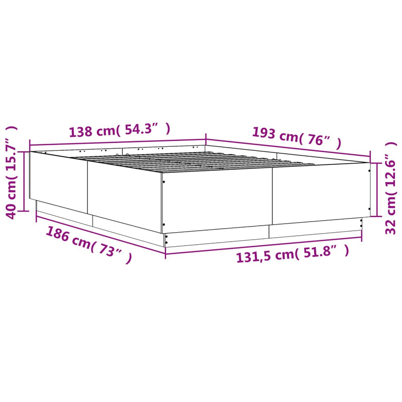vidaXL Bed Frame without Mattress Black 135x190 cm