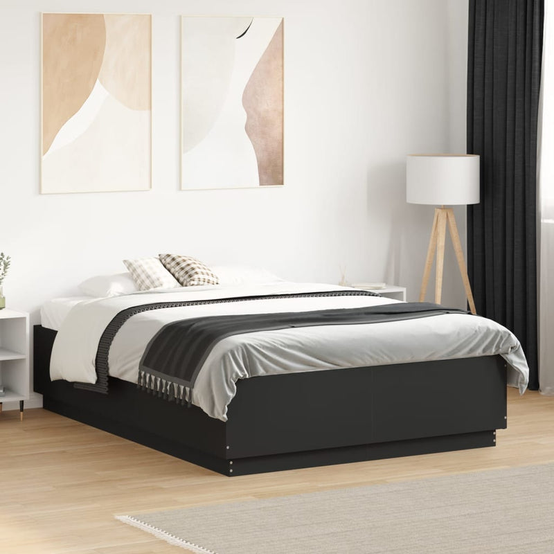 vidaXL Bed Frame without Mattress Black 135x190 cm
