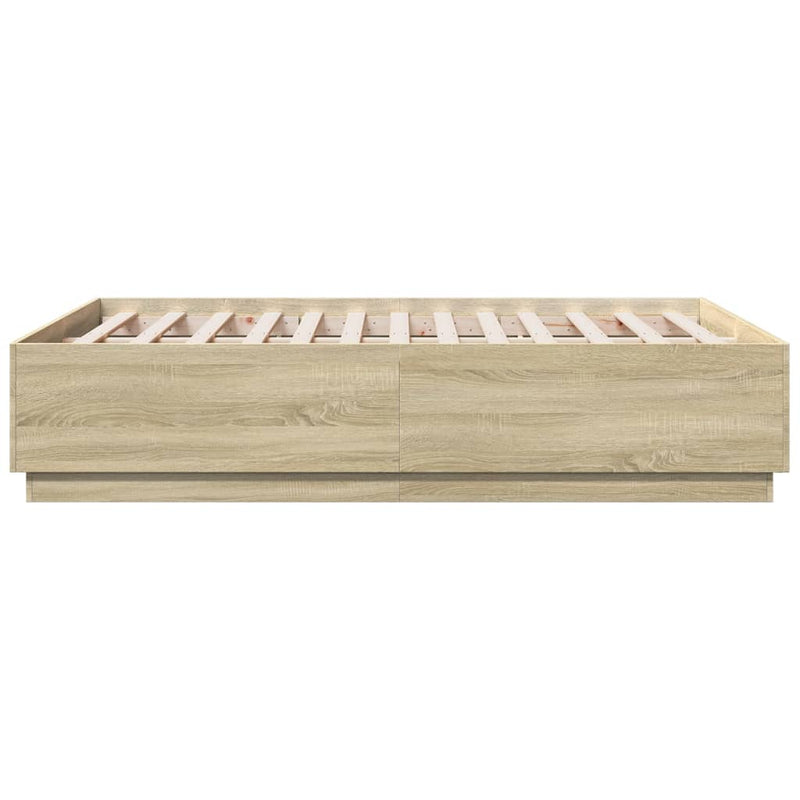 Bed Frame Sonoma Oak 135x190 cm Engineered Wood