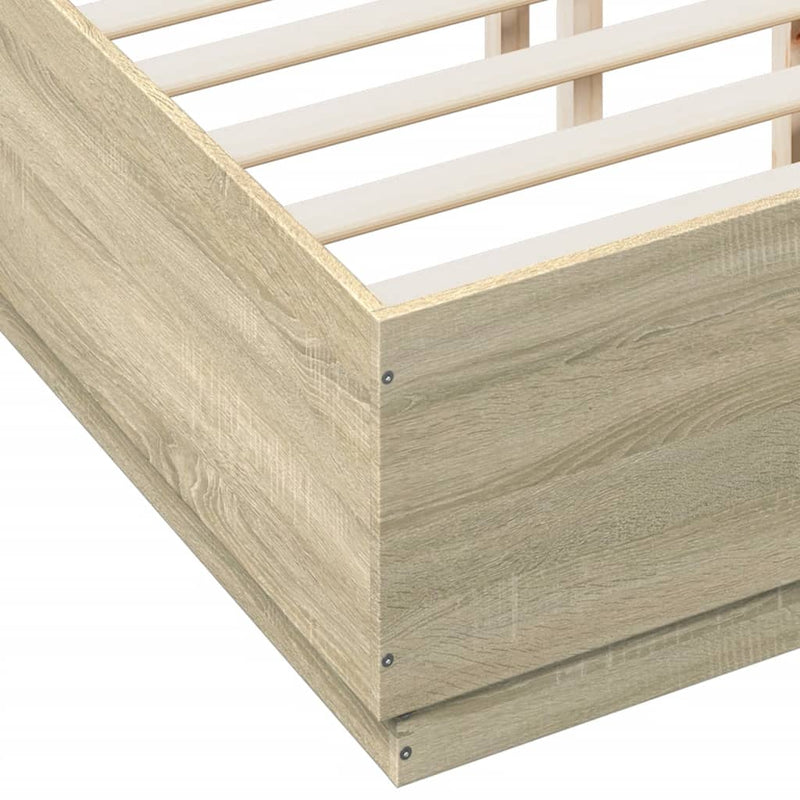 Bed Frame Sonoma Oak 135x190 cm Engineered Wood