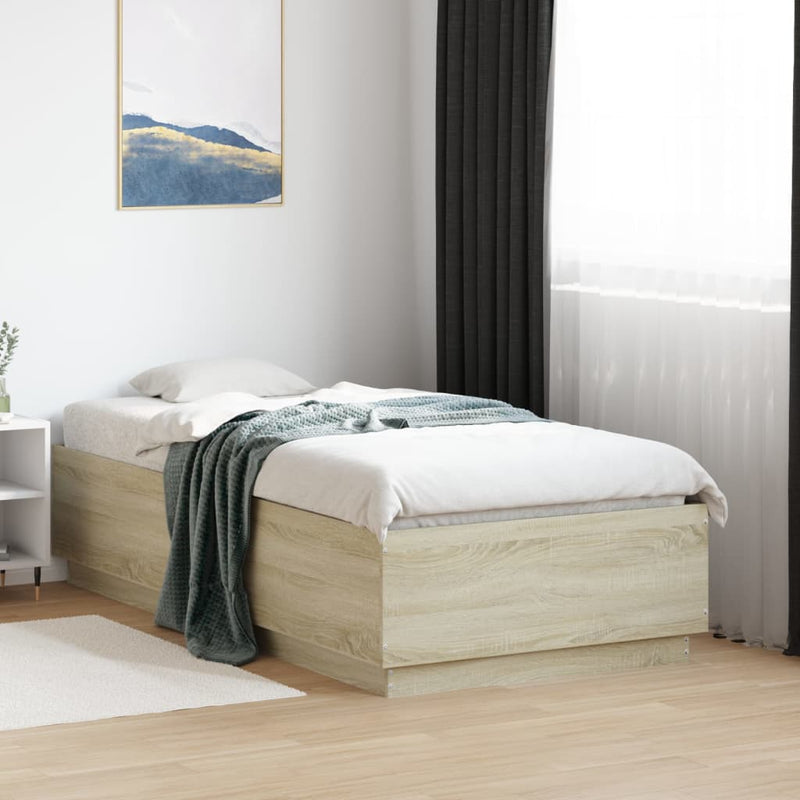 Bed Frame Sonoma Oak 90x190 cm Engineered Wood