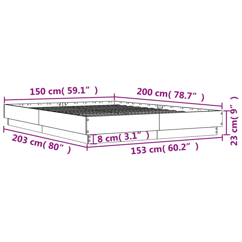 Bed Frame White 150x200 cm Engineered Wood