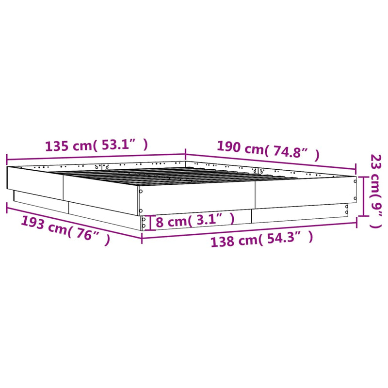 Bed Frame White 135x190 cm Engineered Wood