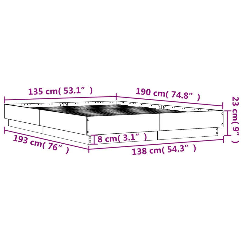 vidaXL Bed Frame without Mattress White 135x190 cm