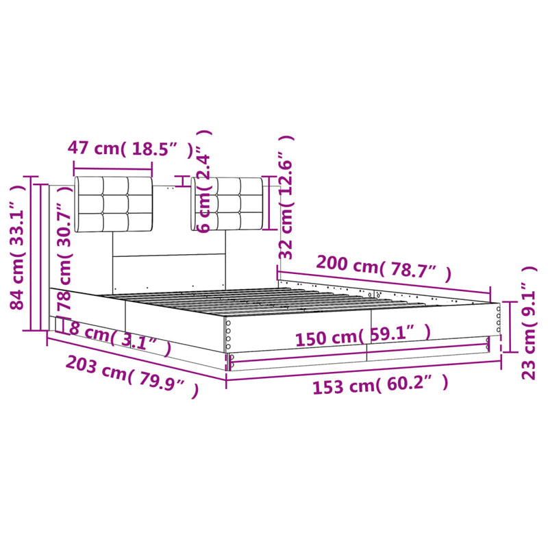 vidaXL Bed Frame without Mattress White 150x200 cm