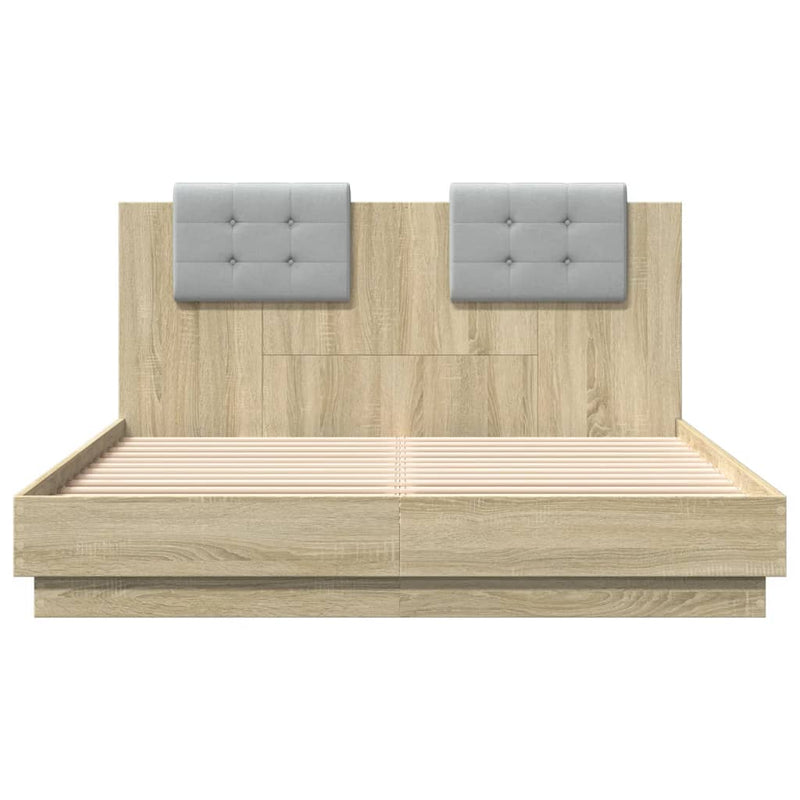 Bed Frame with Headboard Sonoma Oak 150x200 cm Engineered Wood