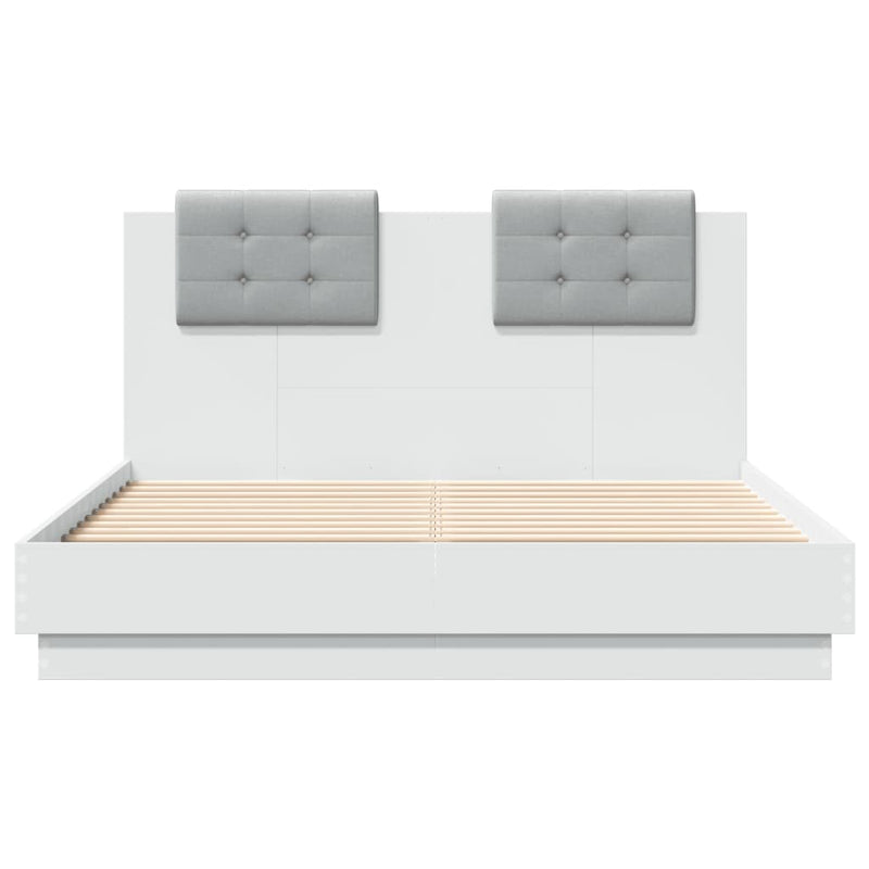 Bed Frame with Headboard White 135x190 cm Engineered Wood