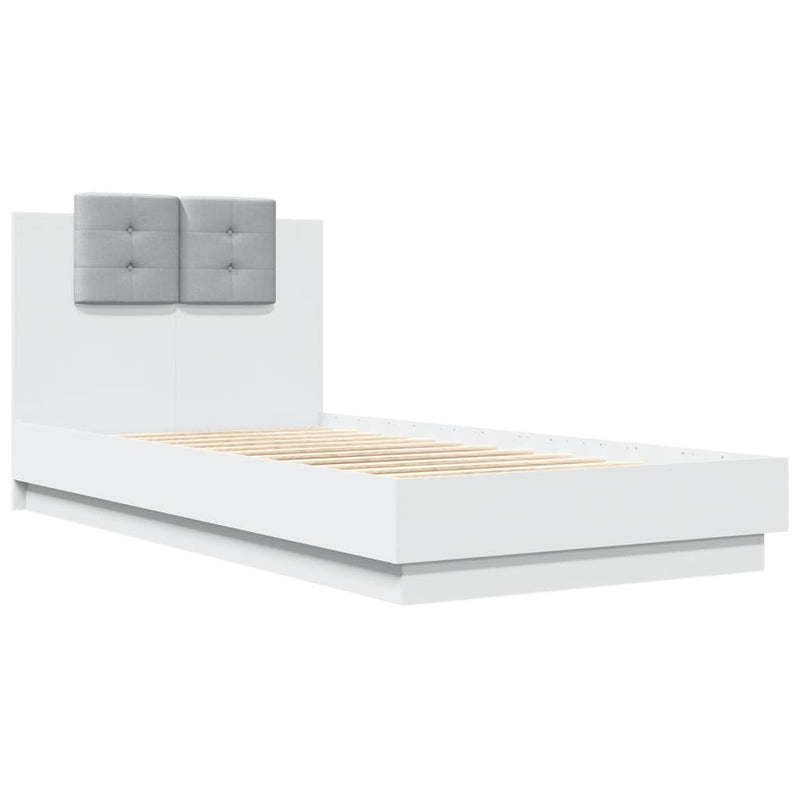 Bed Frame with Headboard White 90x190 cm Engineered Wood