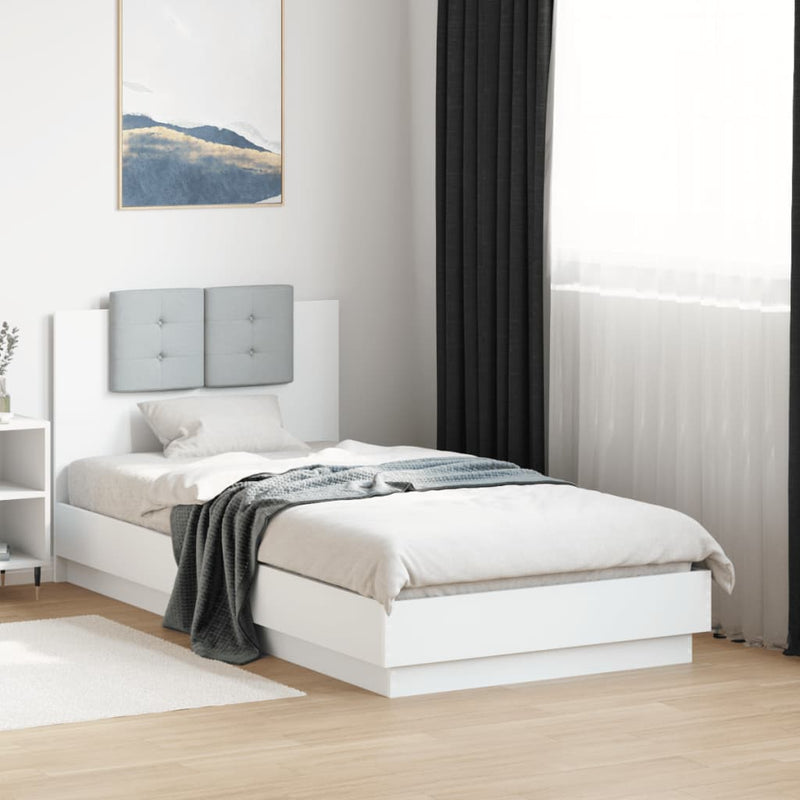 Bed Frame with Headboard White 90x190 cm Engineered Wood