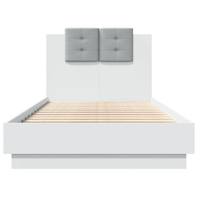 Bed Frame with Headboard White 90x190 cm Engineered Wood