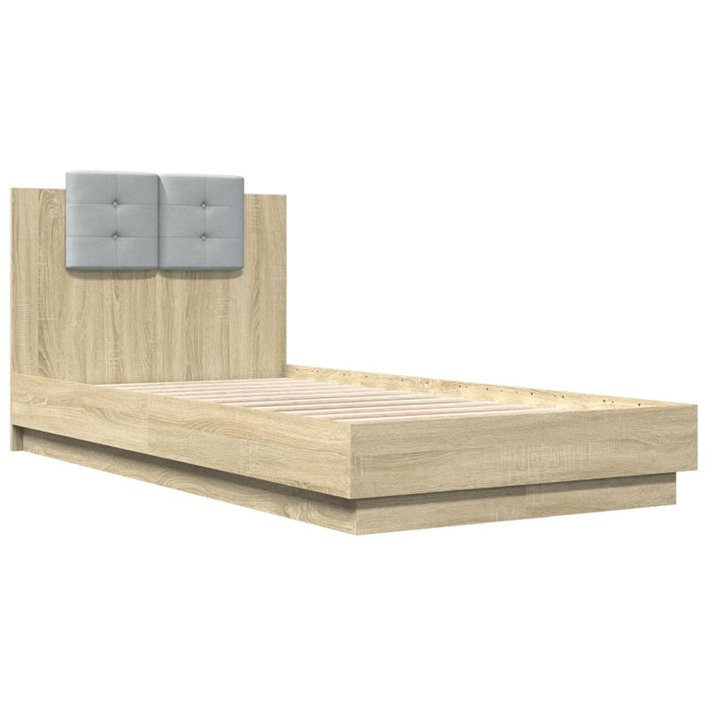 Bed Frame with Headboard Sonoma Oak 90x190 cm Engineered Wood